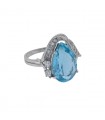 Aquamarine, diamonds and platinum ring
