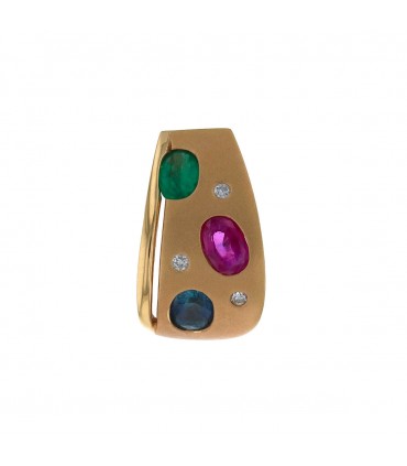 Ruby, sapphire, emerald and diamonds necklace