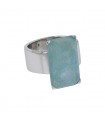Aquamarine, diamonds and gold ring