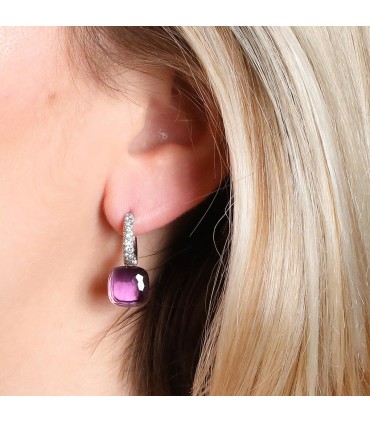 Pomellato Nudo amethyst, diamonds and two tones gold earrings