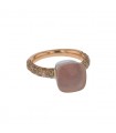 Pomellato Nudo diamonds, pink quartz and gold ring