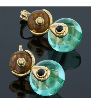 Marina B quartz, onyx and gold earrings