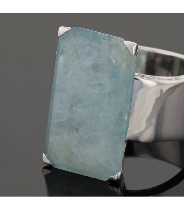 Bague or, aigue-marine, diamants