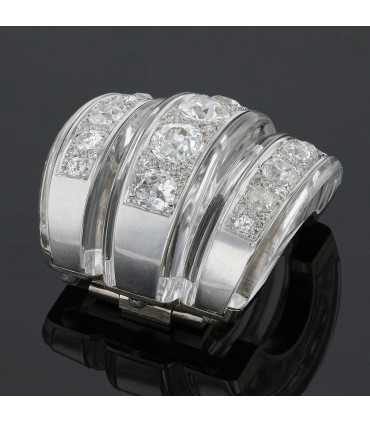 Suzanne Belperron rock crystal, diamonds and gold brooch