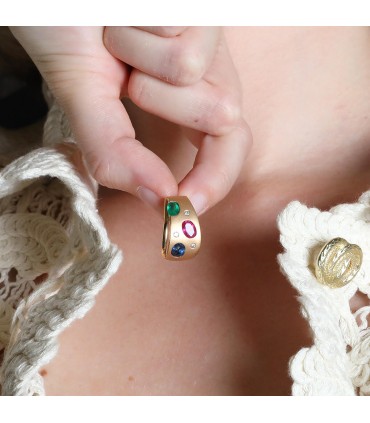 Ruby, sapphire, emerald and diamonds necklace