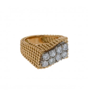 Two tones gold and diamonds ring