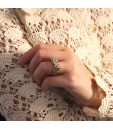 Two tones gold and diamonds ring