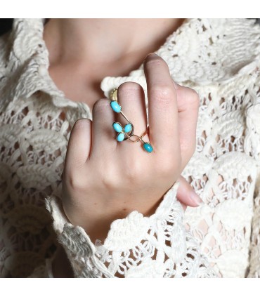 Turquoise and gold ring