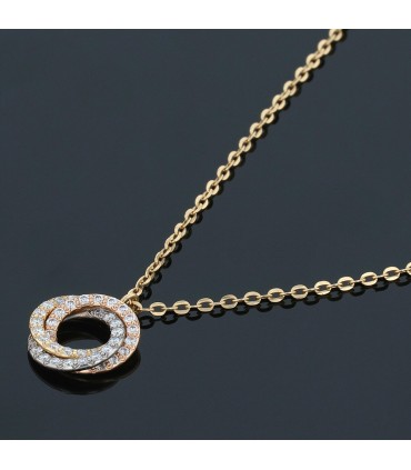 Cartier Trinity diamonds and three tones gold necklace