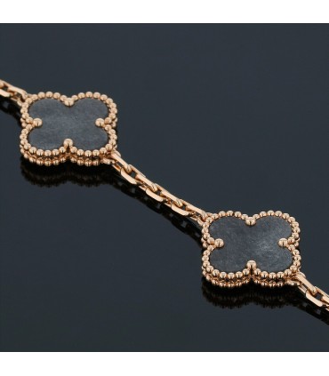 Van Cleef & Arpels Vintage Alhambra obsidian and gold bracelet