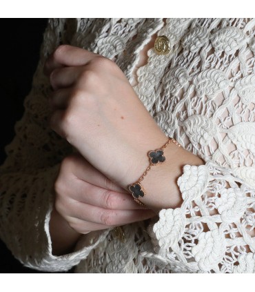 Van Cleef & Arpels Vintage Alhambra obsidian and gold bracelet
