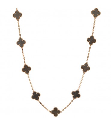Van Cleef & Arpels Vintage Alhambra obsidian and gold necklace