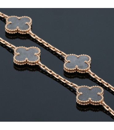 Van Cleef & Arpels Vintage Alhambra obsidian and gold necklace