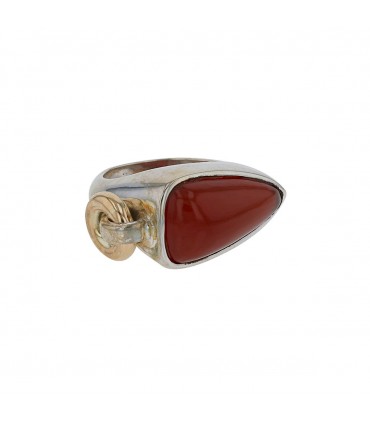 Puiforcat silver, gold and cornaline ring