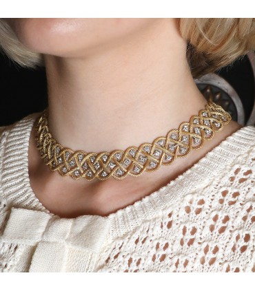 Buccellati Etoilée two tones gold and diamonds necklace