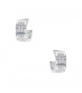 Hermès Kilim diamonds and gold earrings