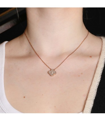 Van Cleef & Arpels Vintage Alhambra mother-of-pearl, diamond and gold necklace