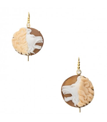 Garnazelle Kassanga cameos, diamonds and gold earrings