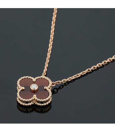 Van Cleef & Arpels Vintage Alhambra gold, bull’s eye quartz and diamond necklace