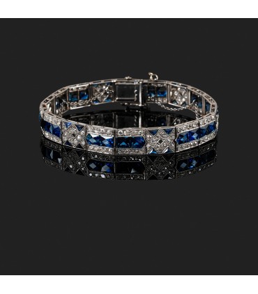 Bracelet platine, saphirs et diamants