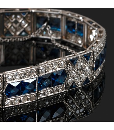 Bracelet platine, saphirs et diamants