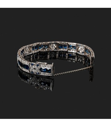 Bracelet platine, saphirs et diamants