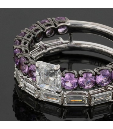 Diamonds, pink sapphires and gold ring