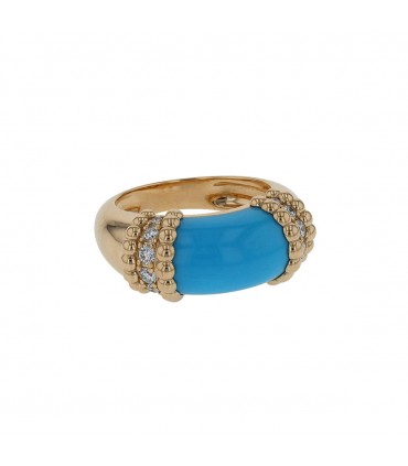 Van Cleef & Arpels Perlée turquoise, diamonds and gold ring