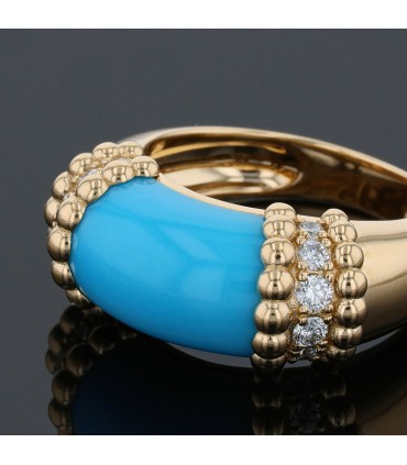 Van Cleef & Arpels Perlée turquoise, diamonds and gold ring