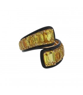 Gold, ceramic and yellow sapphires ring