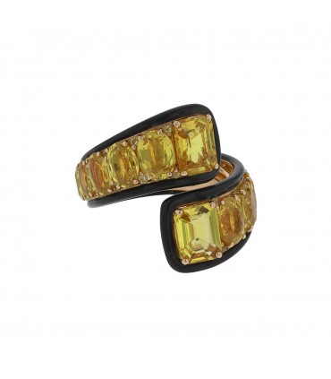Bague or, saphirs jaunes