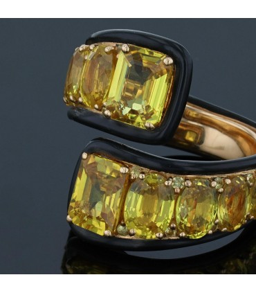 Bague or, saphirs jaunes