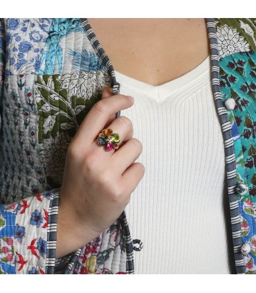 Gold and colored stones ring
