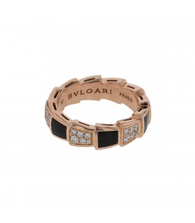 Bulgari Serpenti onyx, diamonds and gold ring