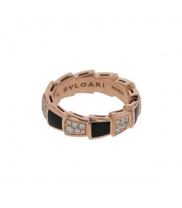 Bulgari Serpenti onyx, diamonds and gold ring