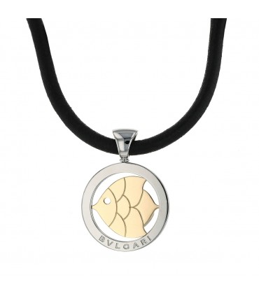 Bulgari Tondo stainless steel and gold necklace