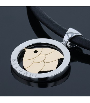 Bulgari Tondo stainless steel and gold necklace