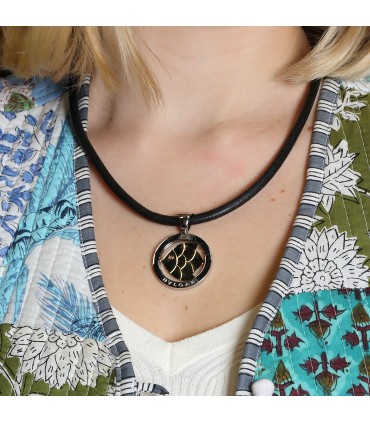 Bulgari Tondo stainless steel and gold necklace