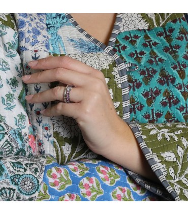 Diamonds, pink sapphires and gold ring