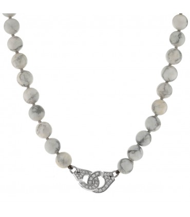 Dinh Van Menottes diamonds, howlite and gold necklace