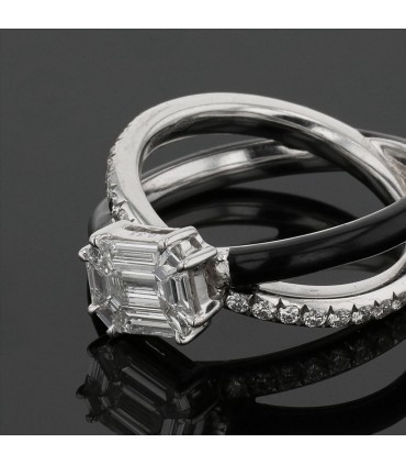Bague or, céramique, diamants