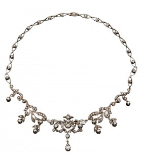 Collier argent, or et diamants