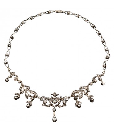 Collier argent, or et diamants