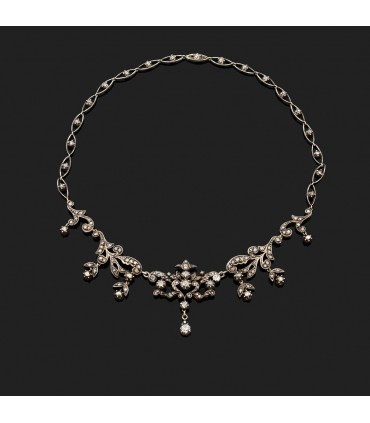 Collier argent, or et diamants
