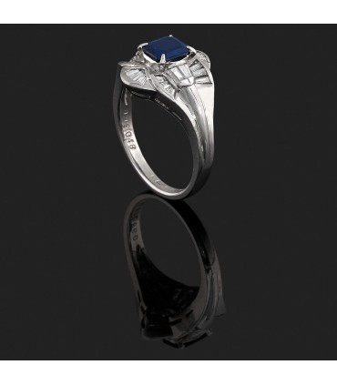 Bague platine, saphir et diamants