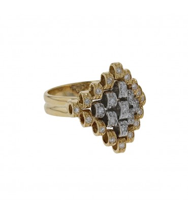 Two tones gold and diamonds ring