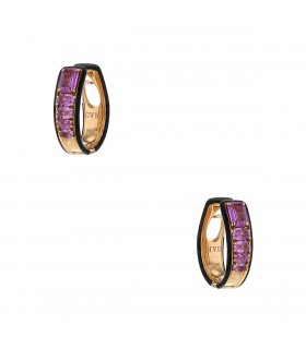 Boucles d’oreilles or, saphirs roses