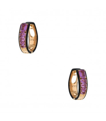 Boucles d’oreilles or, saphirs roses