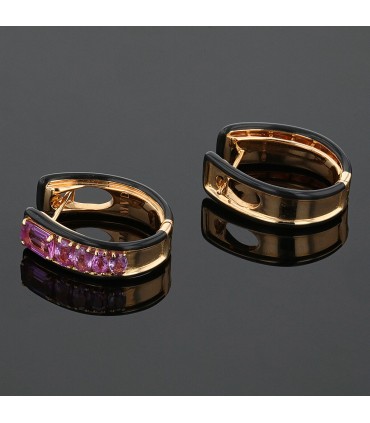 Boucles d’oreilles or, saphirs roses