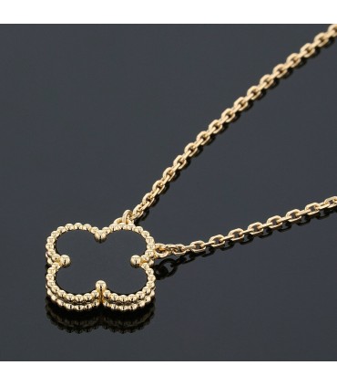 Van Cleef & Arpels Vintage Alhambra onyx and gold necklace